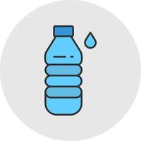 agua botella línea lleno ligero circulo icono vector