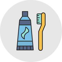 Tooth Paste Line Filled Light Circle Icon vector