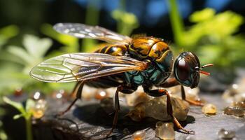 ai generado abeja polinización trae belleza a naturaleza pequeño maravillas generado por ai foto