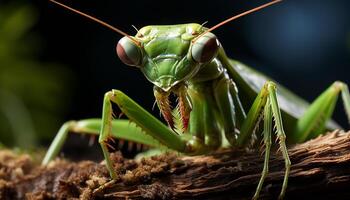 AI generated Close up of a green insect on a leaf generated by AI photo