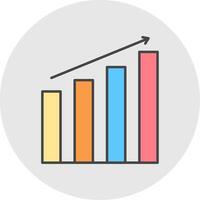 Bar Graph Line Filled Light Circle Icon vector