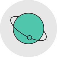 Planet Line Filled Light Circle Icon vector