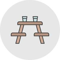 Picnic Table Line Filled Light Circle Icon vector