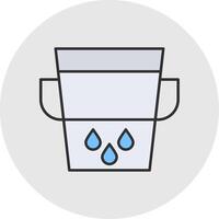 Water Bucket Line Filled Light Circle Icon vector