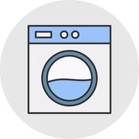 Laundry Machine Line Filled Light Circle Icon vector