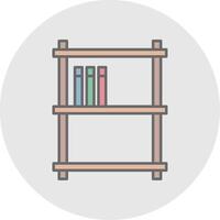 Book Shelves Line Filled Light Circle Icon vector