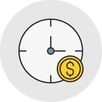 hora es dinero línea lleno ligero circulo icono vector