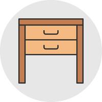 Side Table Line Filled Light Circle Icon vector