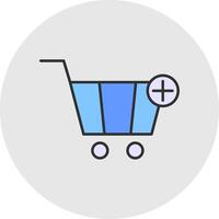 Add To Cart Line Filled Light Circle Icon vector