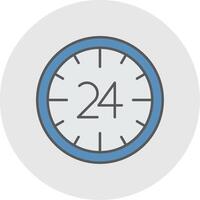 24 horas línea lleno ligero circulo icono vector