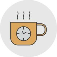 café hora línea lleno ligero circulo icono vector