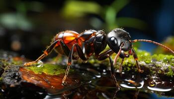 ai generado pequeño verde insecto en hoja en naturaleza generado por ai foto