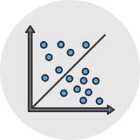 Scatter Graph Line Filled Light Circle Icon vector