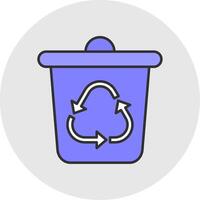 Recycle Bin Line Filled Light Circle Icon vector