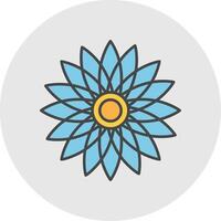 Sunflower Line Filled Light Circle Icon vector