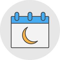 Moon Calendar Line Filled Light Circle Icon vector