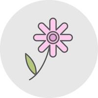 Chamomile Line Filled Light Circle Icon vector