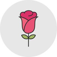 Rose Line Filled Light Circle Icon vector