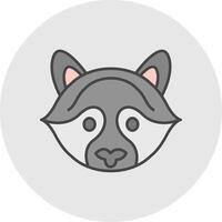 Raccoon Line Filled Light Circle Icon vector