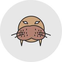 Walrus Line Filled Light Circle Icon vector