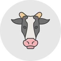 Cow Line Filled Light Circle Icon vector