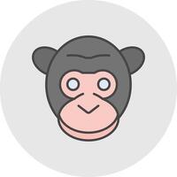 Gorilla Line Filled Light Circle Icon vector