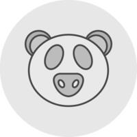 Panda Line Filled Light Circle Icon vector
