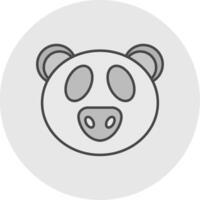 Panda Line Filled Light Circle Icon vector