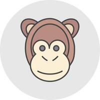 Monkey Line Filled Light Circle Icon vector