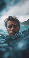 ai generado un hombre surf en el mar foto