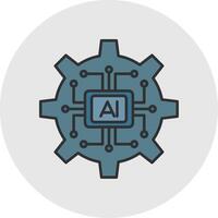 Artificial Intelligence Line Filled Light Circle Icon vector