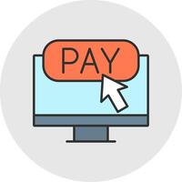 Online Payment Line Filled Light Circle Icon vector