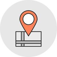 Map Location Line Filled Light Circle Icon vector