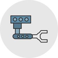 Industrial Robot Line Filled Light Circle Icon vector