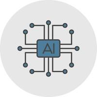 Artificial Intelligence Line Filled Light Circle Icon vector