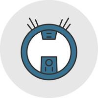 Robot Vacuum Line Filled Light Circle Icon vector