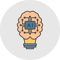 Artificial Intelligence Line Filled Light Circle Icon vector