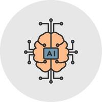 Artificial Intelligence Line Filled Light Circle Icon vector