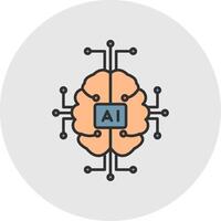 artificial inteligencia línea lleno ligero circulo icono vector