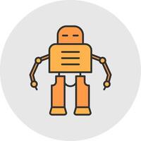 Robot Line Filled Light Circle Icon vector