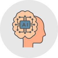 Artificial Intelligence Line Filled Light Circle Icon vector