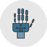 Robotics hand Line Filled Light Circle Icon vector