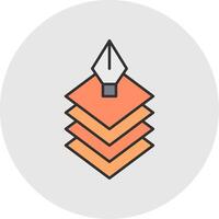 Layers Line Filled Light Circle Icon vector