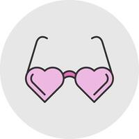 Heart Glasses Line Filled Light Circle Icon vector