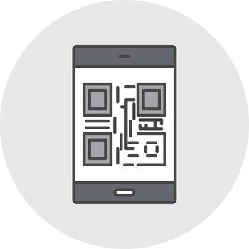 qr código línea lleno ligero circulo icono vector