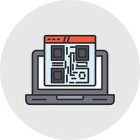 Qr Code Line Filled Light Circle Icon vector