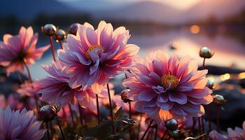 AI generated Vibrant colored flowers bloom in the meadow during summer generated by AI photo
