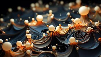 AI generated Abstract background with shiny yellow wave pattern generated by AI photo