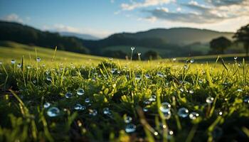 ai generado frescura de naturaleza en un verde prado generado por ai foto