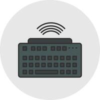 inalámbrico teclado línea lleno ligero circulo icono vector
